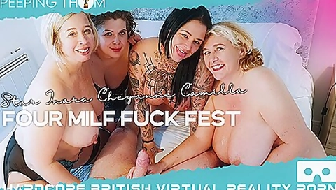 Inara Stark And Shooting Star - Four Milf Fuck Fest - English Milfs And Bbws Reverse Gangbang