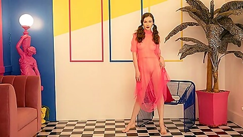 Emily Bloom - Vaporwave Vr - Amateur Solo Model teen 18+ Shaved Striptease