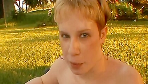 Trans Non Binary Whatever With Tits And Pussy Blows And Eats Sperm Outdoors!